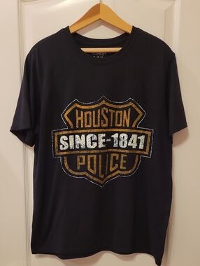 Houston Police HPD Gildan Black Performance Tee with White Print